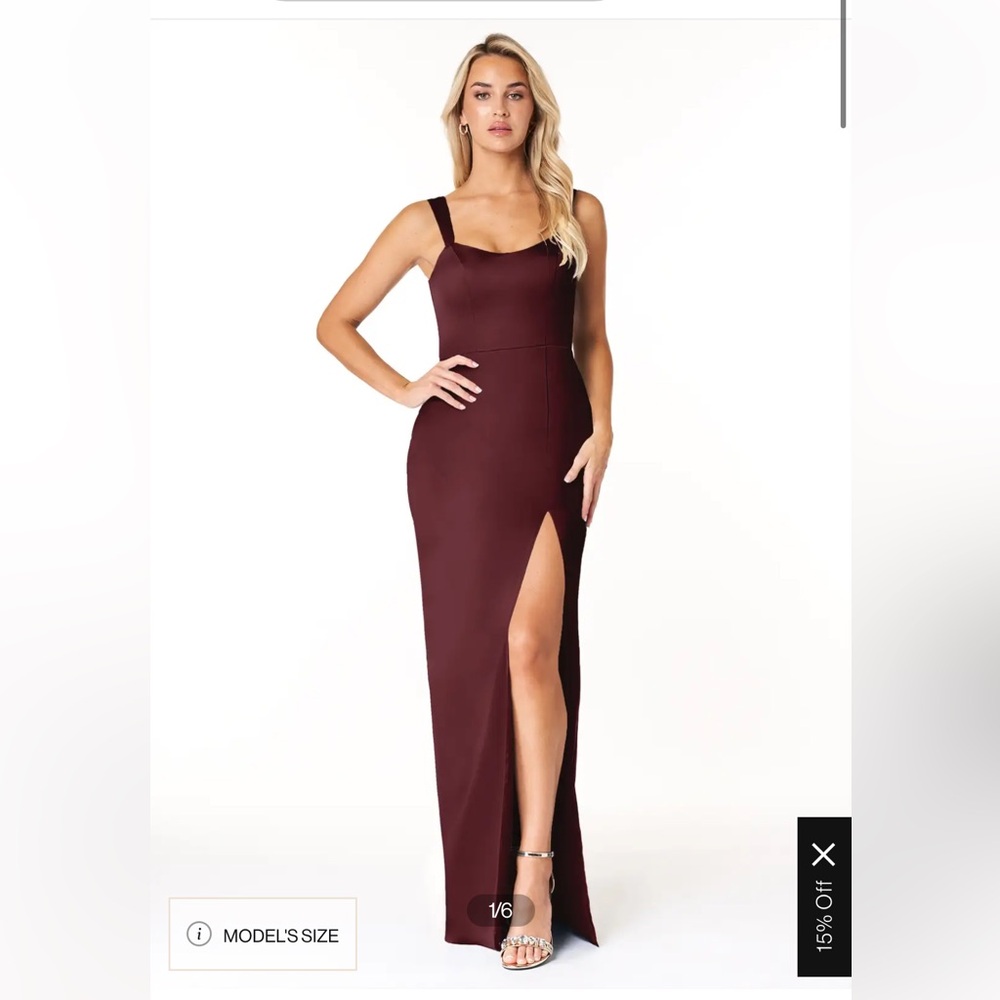 AZAZIE Nessi Cabernet Sheath Scoop Side Slit Stretch Satin Dress